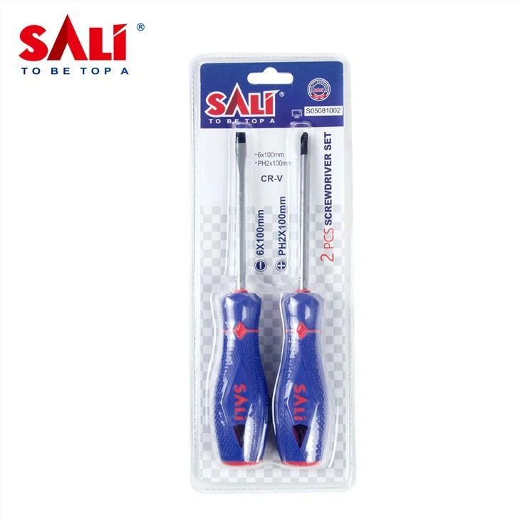 مجموعة مفكات البراغي المغناطيسية SALI PH 2 6 * عمود Cr-V مقاس 100 مم بمقبض PP